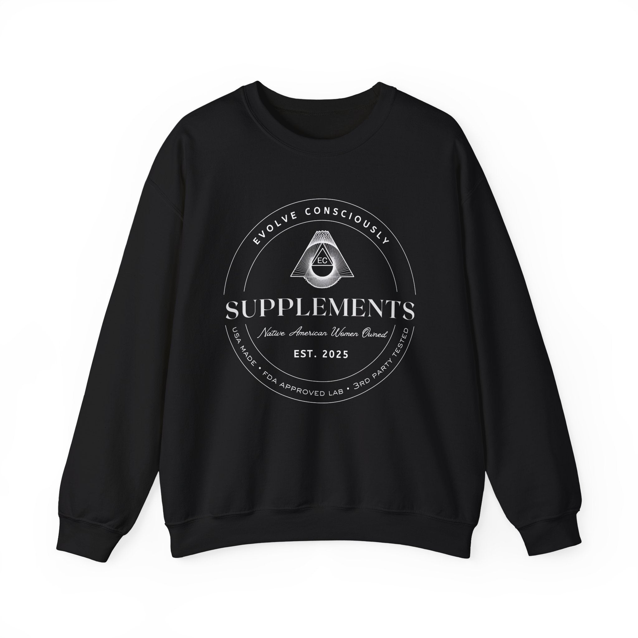 Evolve Consciously Supplements Crewneck Sweatshirt — Vintage Apothecary Wellness Shirt