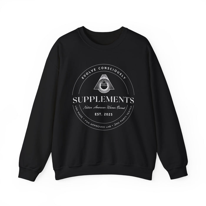 Evolve Consciously Supplements Crewneck Sweatshirt — Vintage Apothecary Wellness Shirt