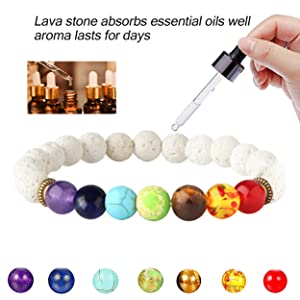 LIGHT- Lava Stone Bracelet Chakras Bead Natural Stone Bracelet Oil Diffuser Bracelet