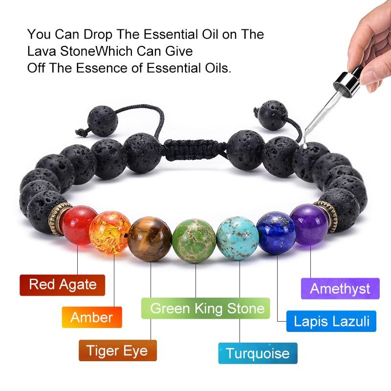 Dark-Lava Stone Bracelet Chakras Bead Natural Stone Bracelet Oil Diffuser Bracelet